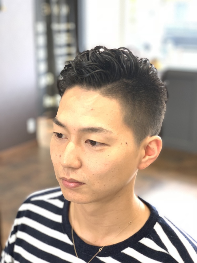 刈り上げサイドパート パーマ Hair Gallery 福山市駅家町の理容室 メンズサロン すがなみbarber Shop