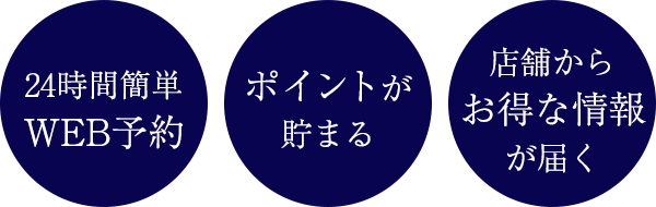 24時間簡単WEB予約・ポイントが貯まる・店舖からお得な情報が届く！